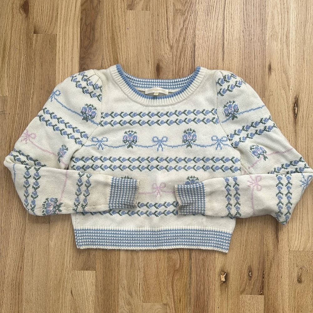 Cropped Love Shack Fancy bow sweater